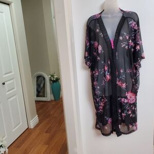 Moral Fibre Floral Sheer Kimono Robe 2x
